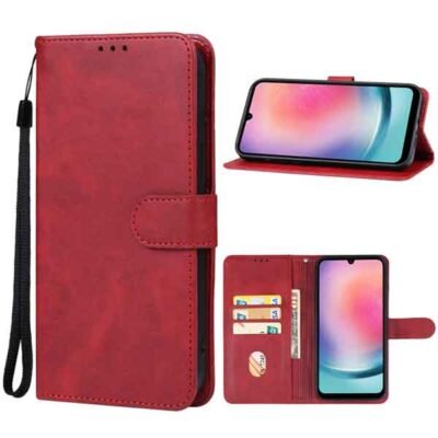 Galaxy A25 rautt símaveski með kortahólfum