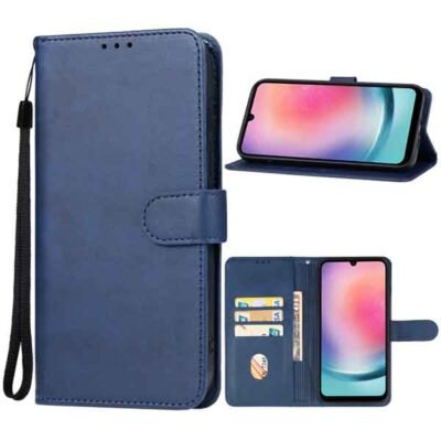 Galaxy A25 blátt símaveski með kortahólfum