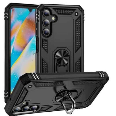 Galaxy A15 svart höggþolið hulstur með fingrahring