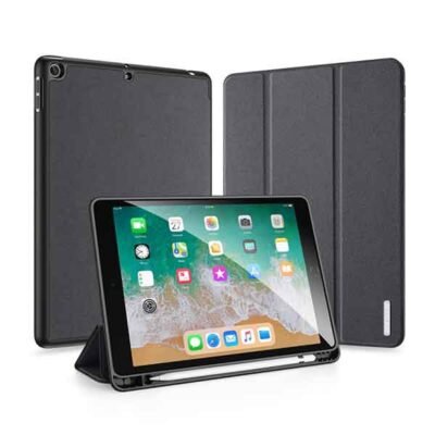 iPad 9.7" 2017 og 2018 svart hulstur með pennahólfi