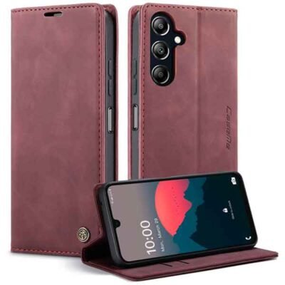 Galaxy A16 rautt símaveski með kortahólfum