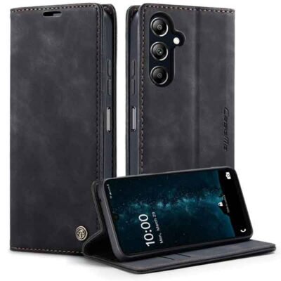 Galaxy A16 svart símaveski með kortahólfum