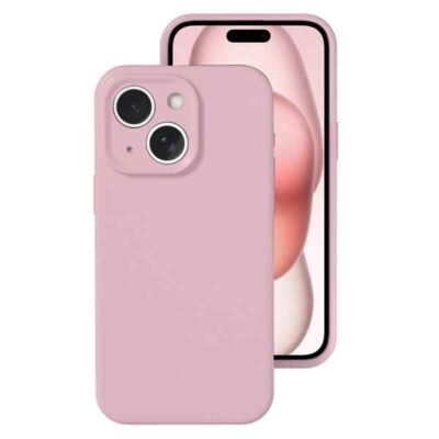 iPhone 15 símahulstur úr mjúku TPU - Bleikt