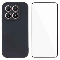 Xiaomi 17 mjúkt hulstur með hertu gleri - svart