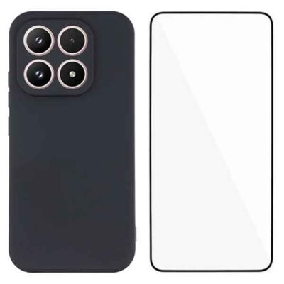 Xiaomi 17 mjúkt hulstur með hertu gleri - svart