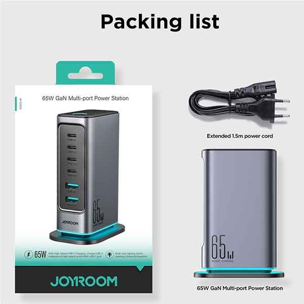 Joyroom 65 W GaN hleðslustöð með 6 USB tengjum - Image 2