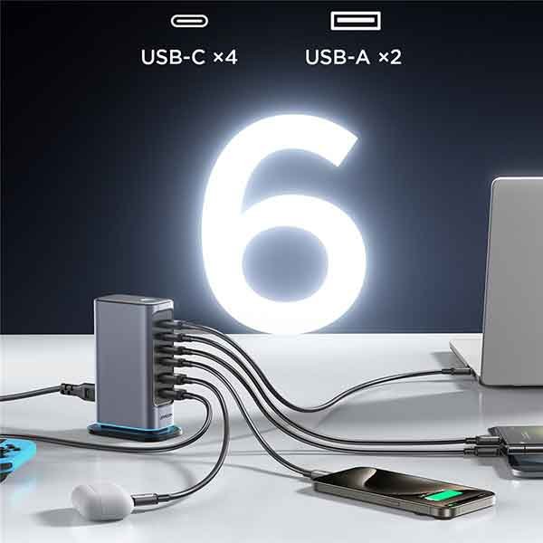 Joyroom 65 W GaN hleðslustöð með 6 USB tengjum - Image 6