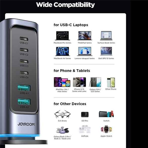 Joyroom 65 W GaN hleðslustöð með 6 USB tengjum - Image 7