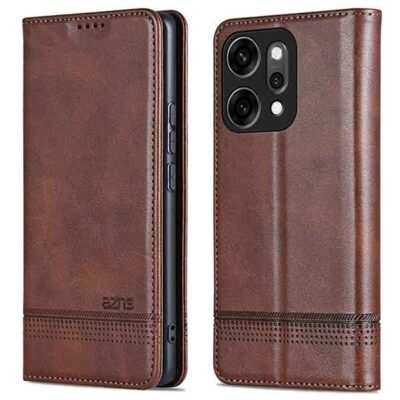 Oppo Reno 14 símaveski með kortahólfum - Kaffibrúnt