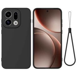 Oppo X9 sílikonhulstur með úlnliðsól - Svart