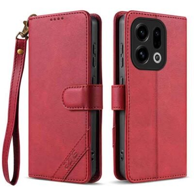 Oppo Find X9 AZNS símaveski með úlnliðsól og RFID-vörn - Rautt