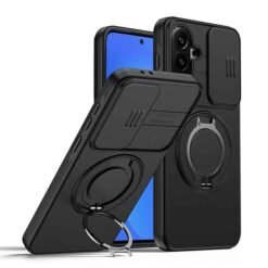 Galaxy A37 hulstur með fingrahring, standi og myndavélahlíf - Svart