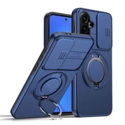Galaxy A37 hulstur með fingrahring, standi og myndavélahlíf - Blátt