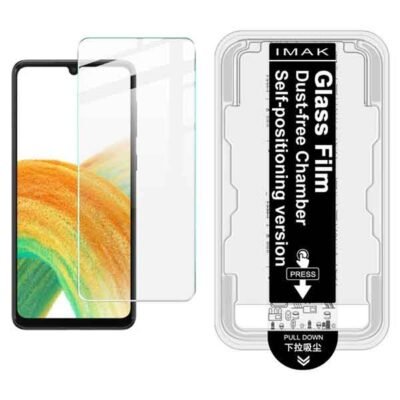 Galaxy A33 imak skjávörn úr hertu gleri með ásetningarramma