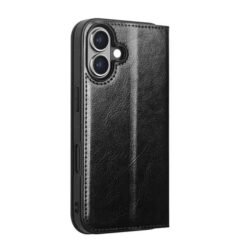iPhone 16 Qialino leðurveski með kortahólfum - Svart - Image 3