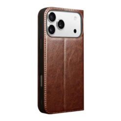 iPhone 17 Pro Qialino leðurveski með kortahólfum - Brúnt - Image 3