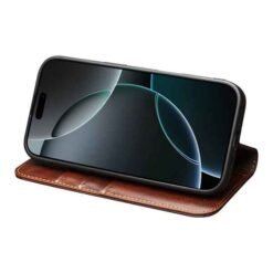 iPhone 17 Pro Qialino leðurveski með kortahólfum - Brúnt - Image 5