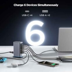 Joyroom 65W GaN hleðslustöð með 4 USB-C og 2 USB-A tengjum - Image 4