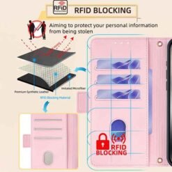 iPhone 14 Pro Max bleikt símaveski með axlaról og RFID-vörn - Image 3
