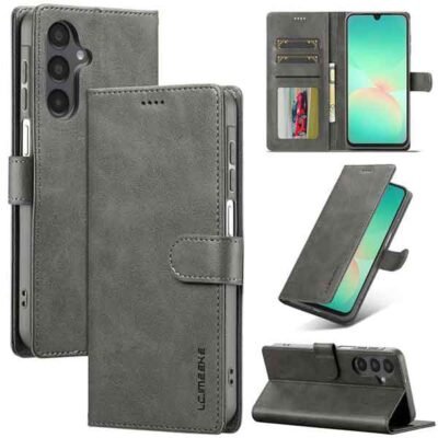 Galaxy S26 FE grátt símaveski með kortahólfum