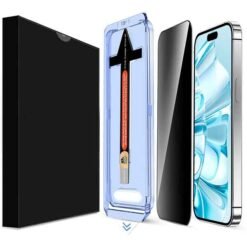 iPhone 16 njósnavörn úr hertu gleri með ásetningarramma