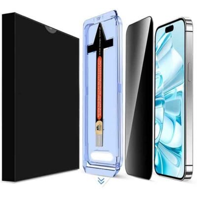 iPhone 16 njósnavörn úr hertu gleri með ásetningarramma