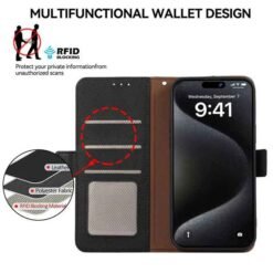 Xiaomi 17T pro símaveski með RFID-vörn og 3 kortahólfum - Svart - Image 7