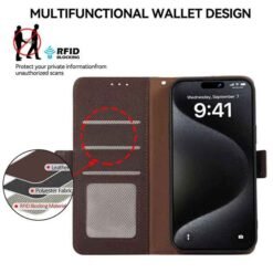 Xiaomi 17T pro símaveski með RFID-vörn og 3 kortahólfum - Brúnt - Image 7