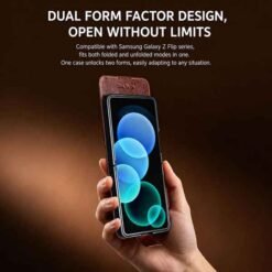 Galaxy Z Flip8 símaveski úr ekta leðri – svart - Image 8