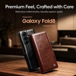 Galaxy Z Fold8 Ultra símaveski úr ekta leðri – svart - Image 2
