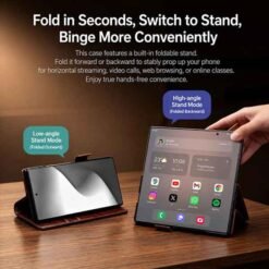 Galaxy Z Fold8 Ultra símaveski úr ekta leðri – svart - Image 3