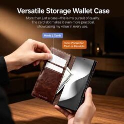 Galaxy Z Fold8 Ultra símaveski úr ekta leðri – svart - Image 8