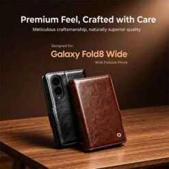 Galaxy Z Fold8 símaveski úr ekta leðri – svart - Image 2