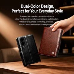 Galaxy Z Fold8 símaveski úr ekta leðri – svart - Image 4