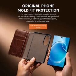 Galaxy Z Fold8 símaveski úr ekta leðri – svart - Image 9