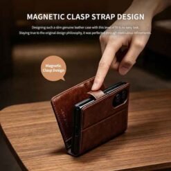 Galaxy Z Fold8 símaveski úr ekta leðri – svart - Image 11