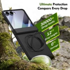 Galaxy Z Flip8 símahulstur með fingrahring – svart - Image 4