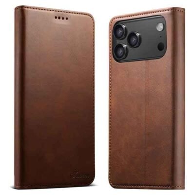 iPhone 18 Pro Max símaveski með kortahólfum – brúnt