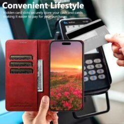 iPhone 18 Pro Max símaveski með kortahólfum – rautt - Image 4