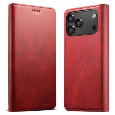 iPhone 18 Pro símaveski með kortahólfum – rautt