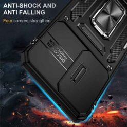 Galaxy A27 svart höggþolið hulstur með fingrahring og myndavélarhlíf - Image 2