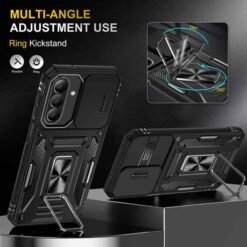 Galaxy A27 svart höggþolið hulstur með fingrahring og myndavélarhlíf - Image 4