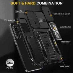Galaxy A27 svart höggþolið hulstur með fingrahring og myndavélarhlíf - Image 7