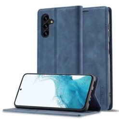Galaxy A18 blátt símaveski með kortahólfum