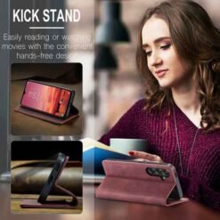 Galaxy A57 Caseme símaveski með kortahólfum - Vínrautt - Image 3