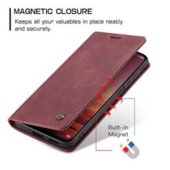 Galaxy A57 Caseme símaveski með kortahólfum - Vínrautt - Image 7