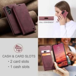 Galaxy A57 Caseme símaveski með kortahólfum - Vínrautt - Image 8