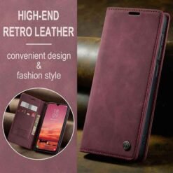 Galaxy A57 Caseme símaveski með kortahólfum - Vínrautt - Image 10