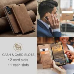 Galaxy A27 Caseme símaveski með kortahólfum - brúnt - Image 8