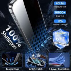 iPhone Fold ytri skjár njósnavörn – hert gler - Image 11